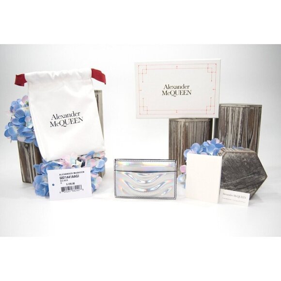 Alexander McQueen Other - Alexander McQueen Ribcage Iridescent Leather Logo Card Case Mini Wallet NWT